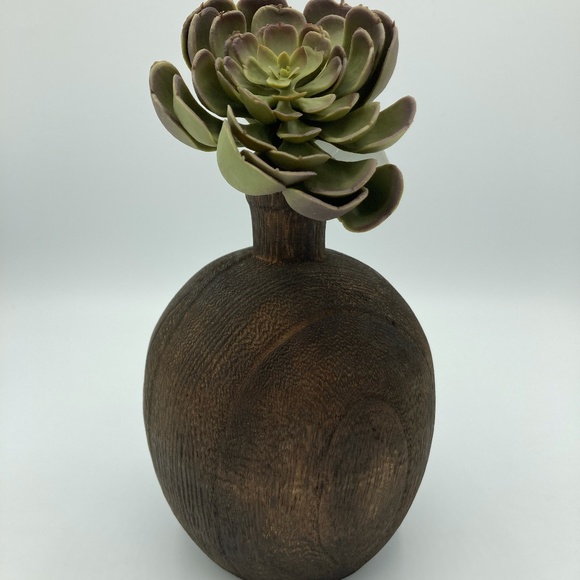 Decorative wood bud vase and stem - Picture 1 of 4